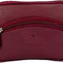 FINELAER Genuine Leather Coin Pouch Zipper Wallet Change Purse for Men Women (Maroon)
