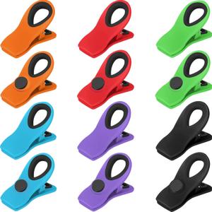 12 Pack Magnetic Chip Clips for Food Packages, Kitchen Clips with Magnet for Refrigerator, Plastic Assorted Colors for Food Storage