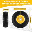 2 Pcs 4.10/3.50-4" 10 Inch Flat Free Solid Rubber Tire and Wheel with 5/8" Axle Bore Hole, 2.2" Offset Hub replacement for Hand Truck, Wheelbarrow, gorilla cart, Garden wagon Cart, Dolly, Utility Cart