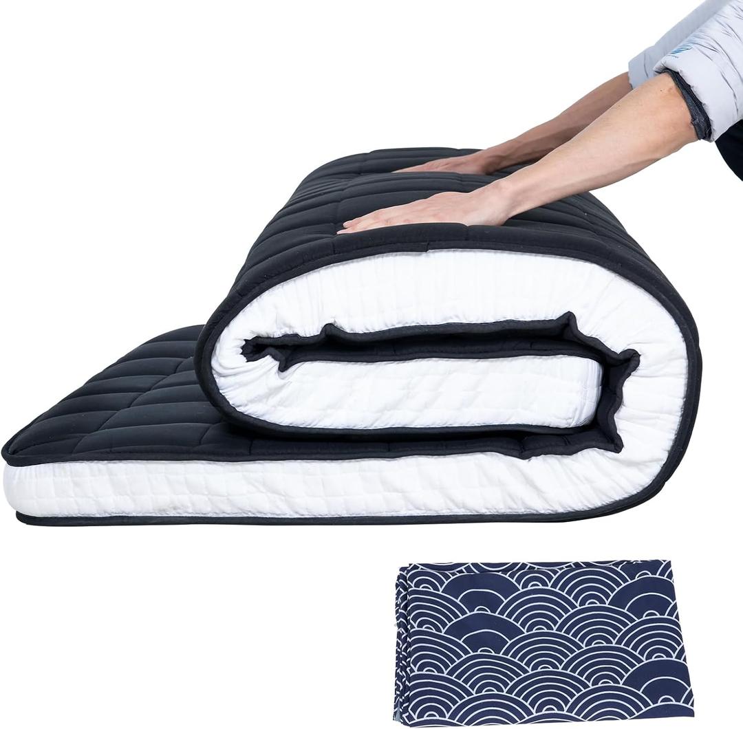 Japanese Floor Futon Mattress with Removable Cover - Twin Size 4" Thick Foldable Floor Bed Mattress Memory Foam Sleeping Mat Suitable for Guest, Nap, RV (Clouds)