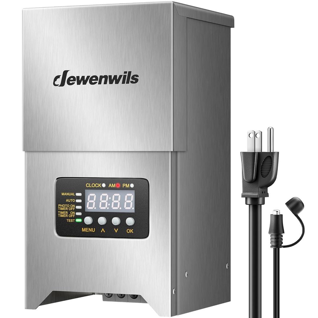 DEWENWILS 300W Low Voltage Landscape Transformer, Outdoor Low Voltage Transformers with Photocell Sensor & Timer, 120V AC to 12V/15V AC Waterproof, Landscape Lighting Transformer for LED Lighting