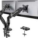 HUANUO Dual Monitor Stand - Full Adjustable Monitor Desk Mount Swivel Vesa Bracket with C Clamp, Grommet Mounting Base for 13 to 32 Inch Computer Screens - Each Arm Holds 4.4 to 19.8lbs (Black)