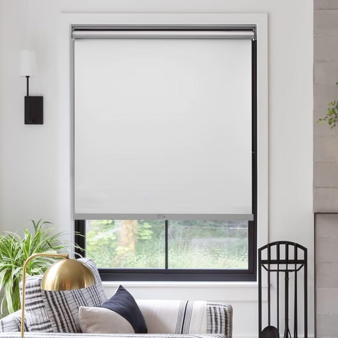 MYshade Free-Stop Cordless Roller Shades for Windows Room Darkening Roller Shades & Blinds Same Color Both Sides Fabric Pull Down Shade for Home Office Indoor Easy to Install White(30" W X 72" H)