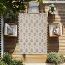 ORTIGIA Scalloped Easy Jute 5x7 Area Rug Vintage Yellow Floral Farmhouse Washable Rug Non-Slip Indoor Outdoor Carpet for Living Room Bedroom Patio Entryway
