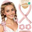 Yanibest Heatless Hair Curler to Sleep in, Overnight Curl Headband for Natural Wavy Curls, No Heat Soft Hair Curler Set with Hair Clip Scrunchies for Styling, No Slip Heatless Curls (Pink)