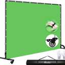 7x10ft Green Screen Backdrop with Stand,Movable Backdrop Stand with Wheels Greenscreen Background for Streaming,Studio Video Recording,Zoom Meeting,Party