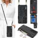 Cavor for Samsung Galaxy A53 5G Case Wallet for Women, Galaxy A53 5G Crossbody Case with Strap,Leather Zipper Pocket Card Holder Phone Cover-Leopard Black