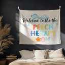 MKYFHSVGD Boho Speech Therapy Room Welcome Tapestry Wall Hanging, Coquette Blue Bow Speech Therapist Mental Health Wall Tapestry for Therapy Office Classroom Decorations, 50x60 Inch