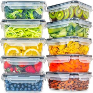 Ar+Cook 20-Piece Plastic Food Storage Containers with Lids (10 Containers & 10 Lids) - Leakproof, BPA-Free, Meal Prep Containers, Reusable Lunch Storage Set for Kitchen Organization (Pack of 20)