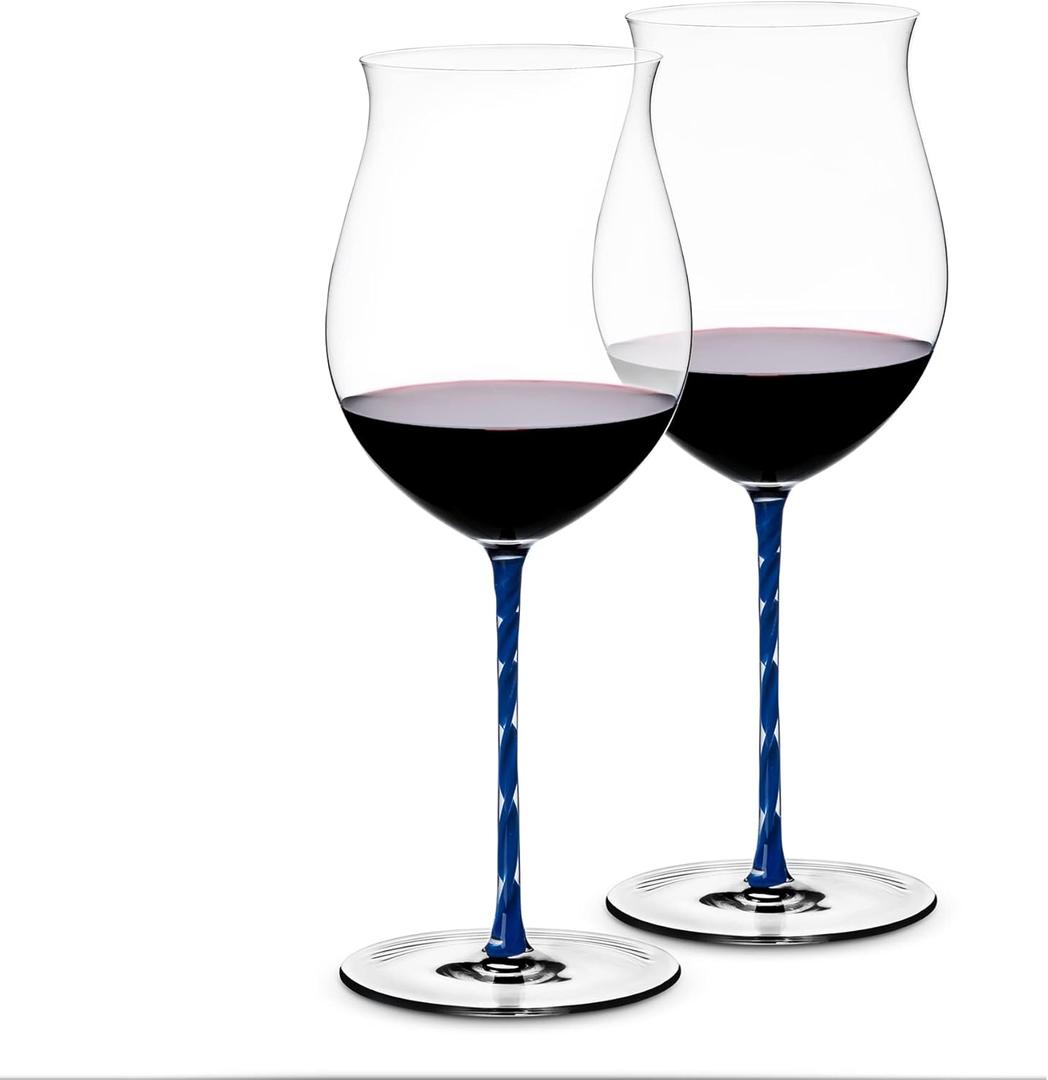 LUXU Wine Glasses(32oz) with Long Blue Stem & Clear Base,Luxury Crystal Red & White Wine Glasses Set of 2, Hand Blown,New World Designed Goblet in Premium Box,Perfect idea for Wine Lovers LUXU Wine Glasses(32oz) with Long Blue Stem & Clear Base,Luxury Crystal Red & White Wine Glasses Set of 2, Hand Blown,New World Designed Goblet in Premium Box,Perfect idea for Wine Lovers