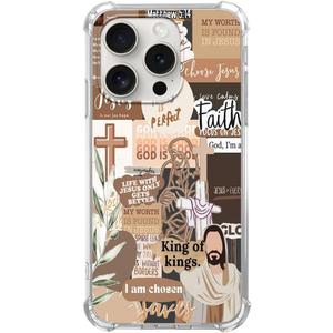 God Jesus Faith Collage Phone Case Compatible with iPhone 14 ProBrown Jesus Vibes Collage Cool Teen Woman Girl Boy Case for iPhone 14 Pro,Shockproof TPU Bumper Protective Case