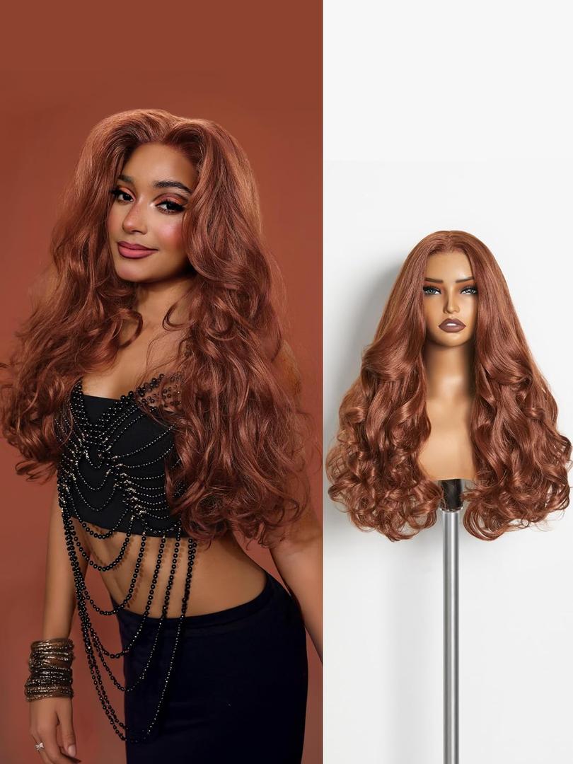 GORGIUS Copper Red Loose Wave Lace Front Wig Glueless Synthetic Wig