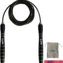 LANGETUKEE Speed Jump Rope - Professional Aluminum Alloy Skipping Rope with 360 Bearings - Adjustable 4mm Steel Cable for Double Unders, Boxing, MMA, HIIT & Cardio Training - Anti-Slip Grip (Black)