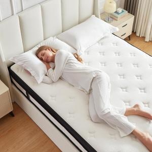 Twin10 inch Mixed Mattress, Spring Mattress in Independent Packaging Bag, Breathable and Comfortable, Decompression, Including Gel Memory Foam, Suitable for Various bedsteads