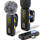 Wireless Lavalier Microphone for iPhone-iPad, Android Phone,Computer,Microphone wireless,Mini Lapel Mic with Noise Reduction and Crystal Sound for Video Recording,Vlogging,TikTok,Singing,YouTube-Black