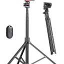 Pnitri 71'' Phone Tripod Stand, Extendable Reinforced Aluminum Phone Stand with Wireless Remote, Stable Cellphone Tripod Compatible with iPhone 15/14/13 Galaxy S23/S22 Huawei.