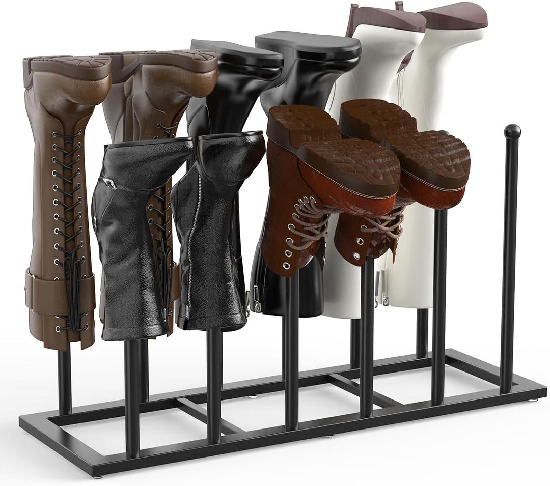HzTinT Boot Rack, 19.5 Inches Boot Rack Organizer for Tall Boots, Stainless Steel Boot Storage Holder, Free Standing Boot Racks for 6 Pairs Entryway, Closet, Black