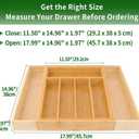 VaeFae Bamboo Drawer Organizer, Expandable Silverware Drawer Organizer, Cutlery Tray with Dividers for Kitchen Utensils, Medium