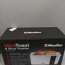 Mueller UltraToast Full Stainless Steel Toaster 4 Slice, Long Extra-Wide Slots for Bagels and Waffles, 6 Browning Levels, LED Display, Cancel/Defrost/Reheat Functions & Removable Tray, Kitchen Gadgets