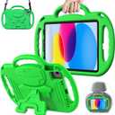 AVAWO Kids Case for iPad 10th 10.9 Inch/iPad Air 5/IPad Air 4 Generation (2022/2020)- with Shoulder Strap/Handles/Adjustable Kickstand Light Weight Durable Cover for iPad 10 gen, Green
