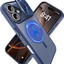 YFEMLAZ for iPhone 16 Case(Built-in Invisible Kickstand) Heavy Duty MagneticCompatible with MagSafe Military-Grade Drop Protection,Translucent Matte for iPhone 16 Case 6.1",Blue