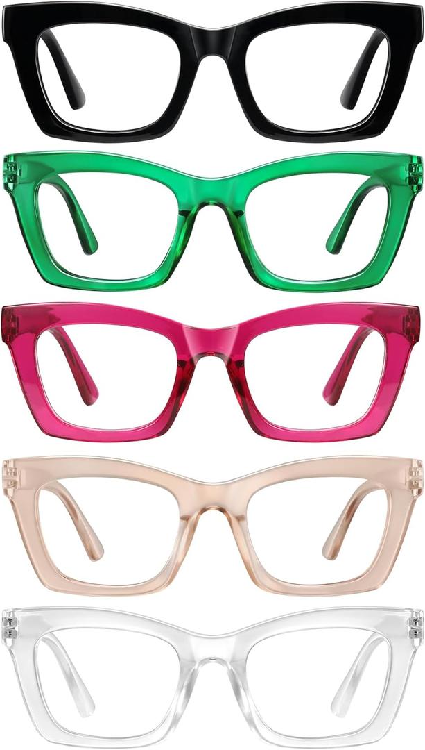 Oprah Reading Glasses for Women - 5Pack Blue Light Blocking Square Fashion Readers with Spring Hinge Computer Eyeglasses(Mix4, 3.50x) (A04-multicolor)