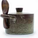 8 oz Ceramic Salt Cellar with Lid & Wooden Spoon,Countertop Salt Container,Sugar Bowl,Spices Jar|Terracotta Home Kitchen Decor(Coarse Pottery Color)