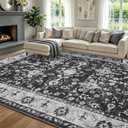 Litopyo 8x10 Washable Non-Slip Area Rug for Living Room(Black and White)