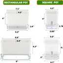 Planterhoma Self Watering Plant Pots for Indoor Plants 7/10 inch, 4 Packs Square Self-Watering Planters with Drainage Hole, White African Violet Pots for Devil's Ivy, Spider Plant, Orchid
