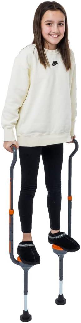 Flybar Maverick Walking Stilts for Kids - 5 Adjustable Heights, Sturdy, Easy Assembly, Wide Non-Slip Rubber Bottom Tip, Foam Grips, Outdoor Toys for Kids 5+, 190 lbs (Grey Racer)