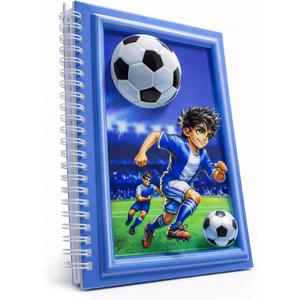 A5 3D Glossy Cover Spiral Notebook  Cute Hardcover Notebook with 160 Pages/80 Sheets  Kids School Notebook  Gift Notebook for Girls & Boys  Little Footballer