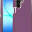 Aliruke for Samsung Galaxy A17 5G Case, 3-Layer 16ft Drop Protection, with Dustproof Port Cover, Full-Body Non-Slip Shockproof, Rugged Heavy Duty Phone Case, Purple Red