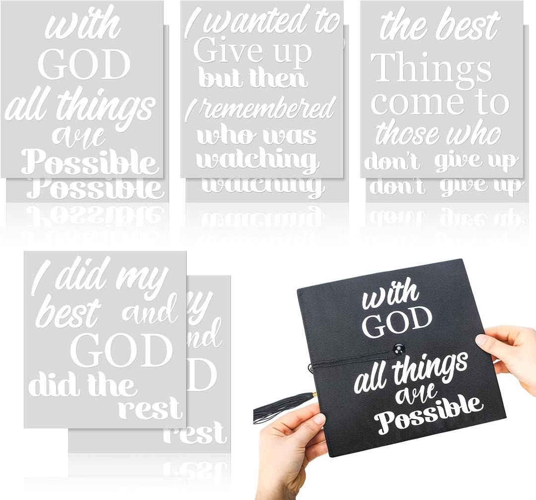 Dunzoom 8 Pcs Graduation Cap Topper Stickers 2026 Religious Grad Cap DIY Decorations Kit Adhesive Grad Hat Topper Saying Sticker for Class of 2026 Craft Gifts DIY Art Decorations(White)
