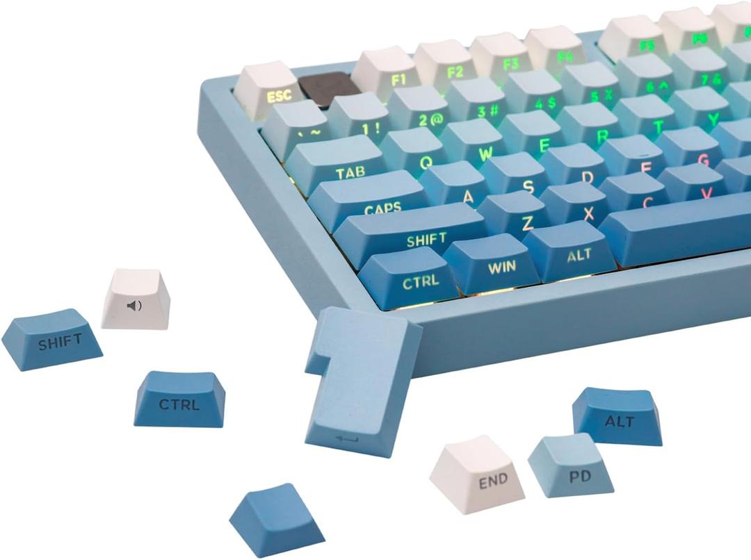 EPOMAKER 133-Key Double-Shot Side-Printed PBT Keycap Set for Mechanical Gaming Keyboard, Compatible with ANSI/ISO Layout, MX-Clone Switches Gateron/Kailh/Epomaker Switch (Sky Blue, Cherry Profile)