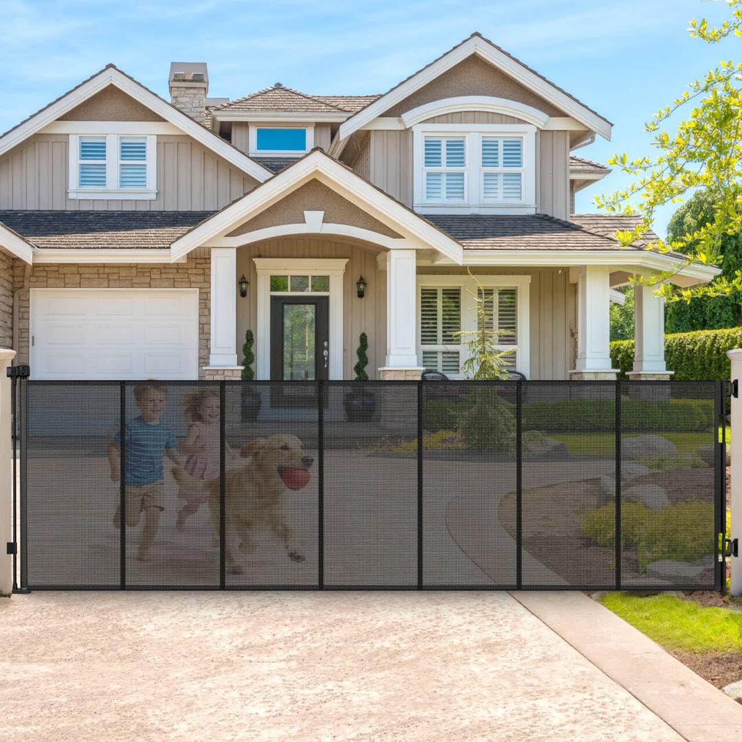 200" Retractable Baby Gates Extra Wide Dog Gates for Doorways, 48" Extra Tall Pet Gate Retractable Dog Gate, Long Baby Gate Retractable Fence Outdoor, Driveway Gate Retractable Garage Gate, Black