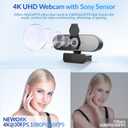 4K Webcam for PC with PDAF & CDAF Dual-autofocus, Ultra 4K HD, 2 Noise Reduction Mics, Auto Light Correction, USB-A, Privacy Cover, 79FOV, Streaming Camera for PC, Mac, Laptop, Video Calls