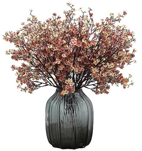 JAKY-Global Babys Breath Silk Artificial Flowers 12 Bundle European Fake Plants Farmhouse Decor Fall Decoration Bouquets DIY Home Garden (Beige Brown-12pcs)