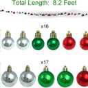 33ct Christmas Ball Ornaments with Lights, Christmas Decorations 8.2 Ft 100 LEDs Globe Ball Lights Outdoor Indoor for Tree urn Filler Flower Nursery Party Garden Yard Gazebo Decor (Red Green&White)