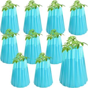 Adnee 10 Pack Water Filled Plant Protectors-19 x 17 Inch Reusable Wall of Water Plant Covers for Tomato Plants-Blue Early Season Insulating Plant Protective Cover for Outdoor Winter Freeze Protection