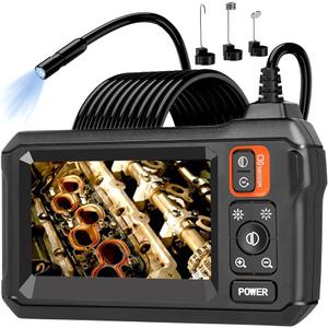 Endoscope Camera with Light, Borescope Camera with 4.3" IPS Screen, 1920P HD with 8 LED Lights, 16.4FT Semi-Rigid Cord Bore Scope, Gadgets for Men & Tools for Men