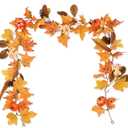 DearHouse Fall Maple Leaves, 6ft Artificial Autumn Foliage Thanksgiving Decor for Home, Wedding, Fireplace, Party, Christmas (Yellow&Brown)