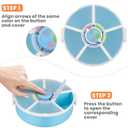 Pawtong Snack Rotator Container Reusable Snack Box with 5 Compartment Dispenser and Lid, Color Matching Opening Lid, BPA and PVC Free, for Home, School, Travel (2 Pack- Blue)