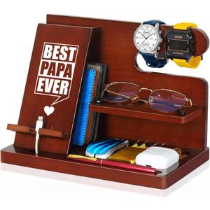Papa Gifts, Fathers Day Papa Gifts, Wood Phone Docking Station, Fathers Day Birthday Gift from Grandchildren, Christmas Stocking Stuffers, Phone Stand