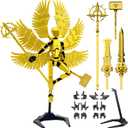 T13 Titan 13 Action Figure Already Assembled, Devil Wings Action Figure 3D Printed Action Figures Set, T 13 Dummy Robo 13, Lucky 13, Dummy Gift for Collectors Desktop Decorations (Golden Angel)