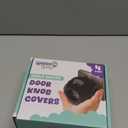 Child Safety Door Knob Cover (4 Pack) Hard-to-Remove Dual-Lock Door Handle Covers for Kids - Reusable Baby Proof Door Knob Locks - Installs Easily, No Tools Needed (Black)