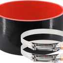 ID 6 Inch(152mm) High Temperature 4-Ply Reinforced Straight Silicone Hose Performance Coupler with 2Pcs T-Bolt Clamps Suitable High Level Turbo Pipe Connecting