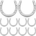 Shimeyao 10 Pcs Horseshoe Bulk Cast Iron 4.5 x 4.3 Inch Horseshoes for Adults Wall Hung Good Luck Handmade Decorations Horse Theme Party Wedding Birthday Supplies (Silver)