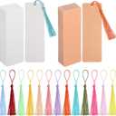 3 x Bookmarks Craft Bookmarks with Colorful DIY Wooden String Kit for Painting Scrapbooking Gift Tags Journals Stationery 12 Blank Wood Creative Bookmark Making Set for Adults Artists Party Favors