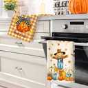 Fall Thanksgiving Gnome Pumpkin Tea Towels, Cotton Kitchen Towel 18.9 27.5 Inch, Quick Drying Dish Cloth for Party Anniversary Holiday Decoration Housewarming Gifts