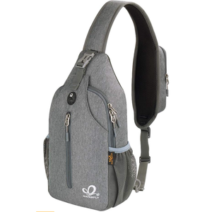 WATERFLY Crossbody Sling Backpack Sling Bag Travel Hiking Chest Bags Daypack (Dark gray)